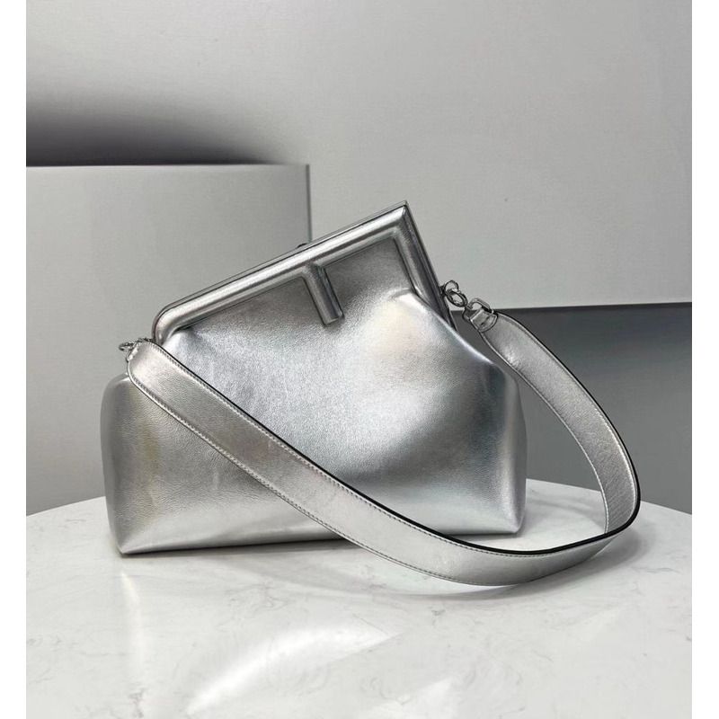 F**di first small silver leather bag