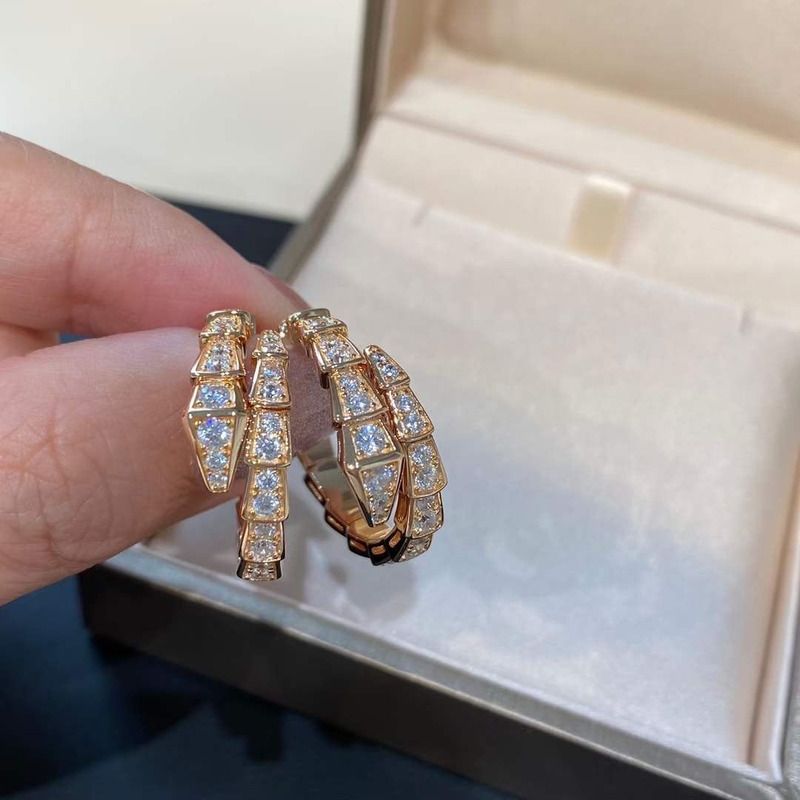 serpenti viper 18 kt yellow gold ring with pavé Di*m*nds