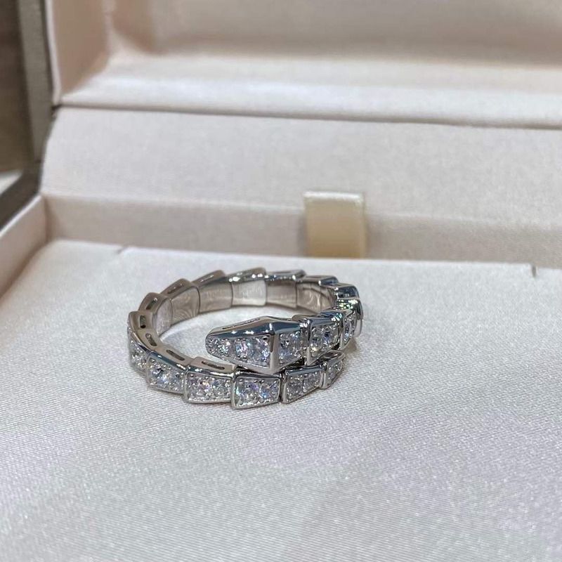 b*l*ai serpenti viper 18k white gold & Di*m*nd wrap ring