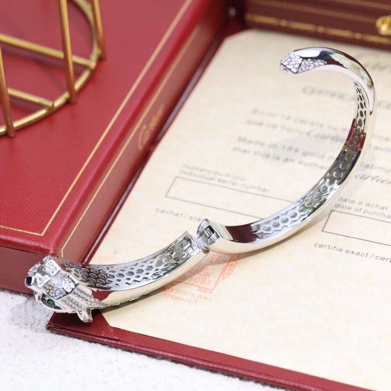 cartier 18 karat white gold Di*m*nd panthere cuff bracelet