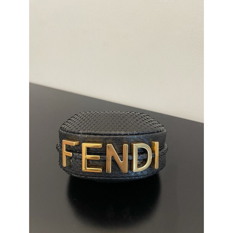 F**di graphy mini laminated leather bag black