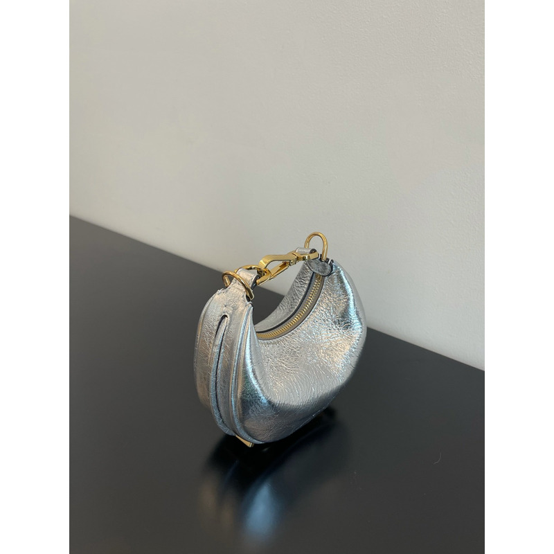 F**di graphy mini silver  laminated leather bag
