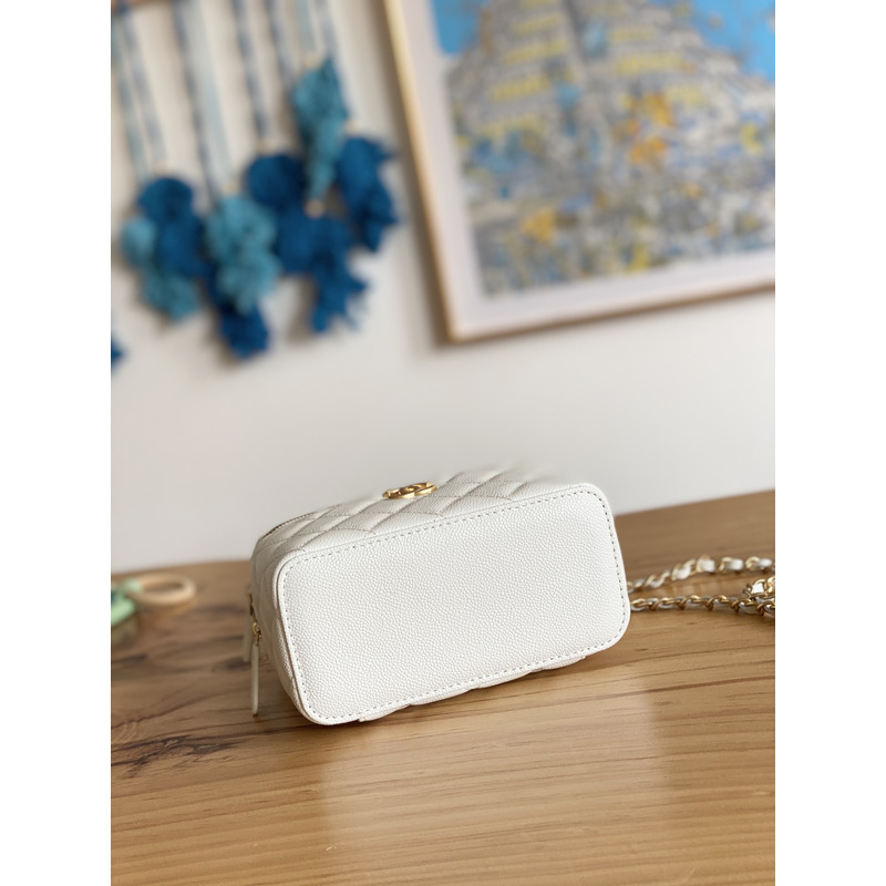 Ch*el 22s with handle caviar vanity case white