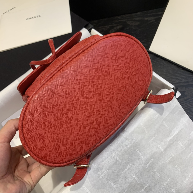 Ch*el caviar leather vintage duma backpack red