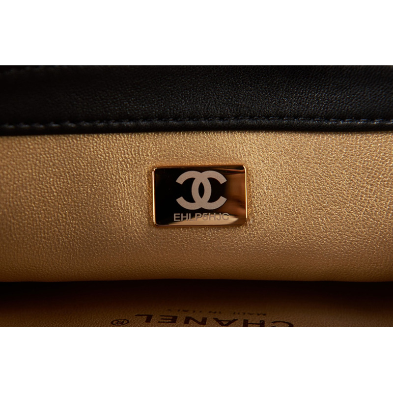 ch*el flap bag black gold cc gold beads with suede Di*m*nd pattern shoulder bag