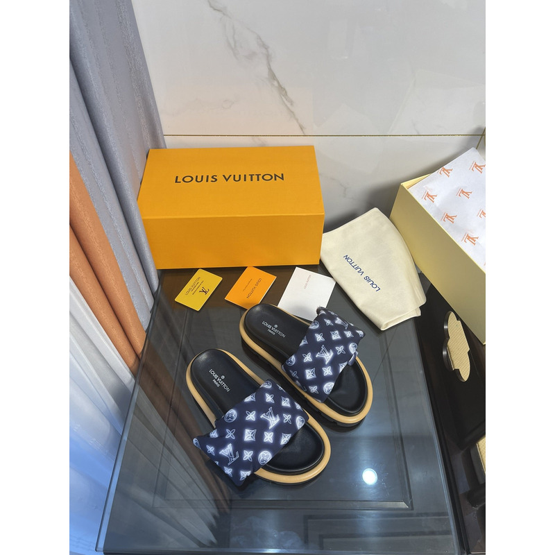 LV  Pool Pillow Comfort Mule Blue