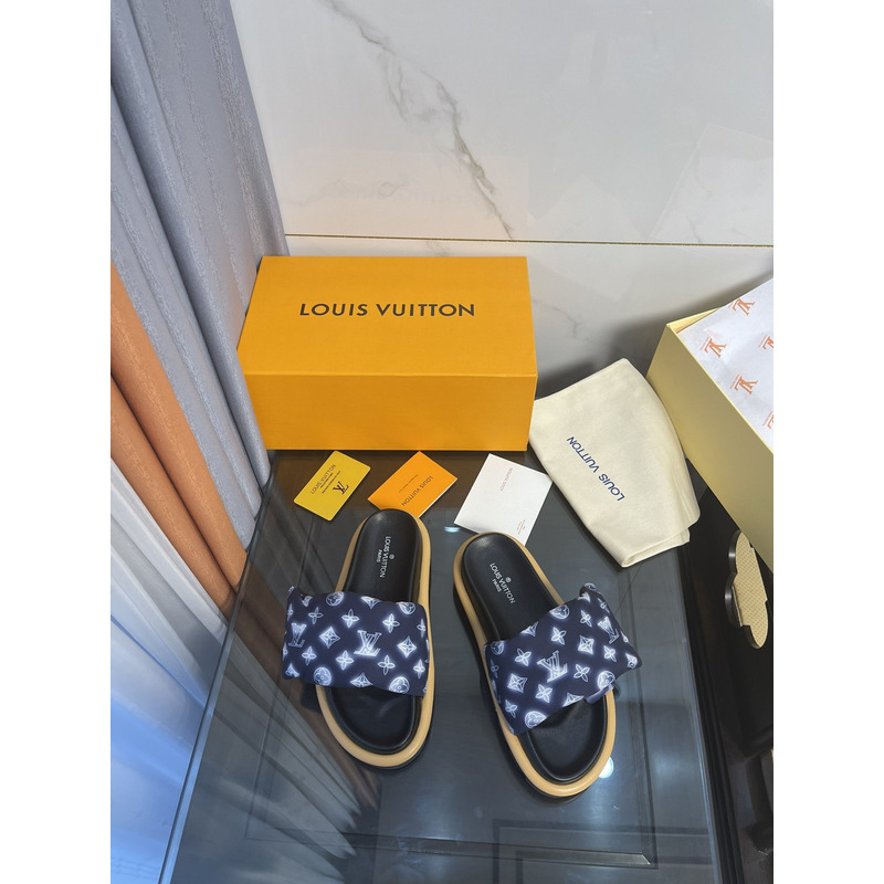 LV  Pool Pillow Comfort Mule Blue