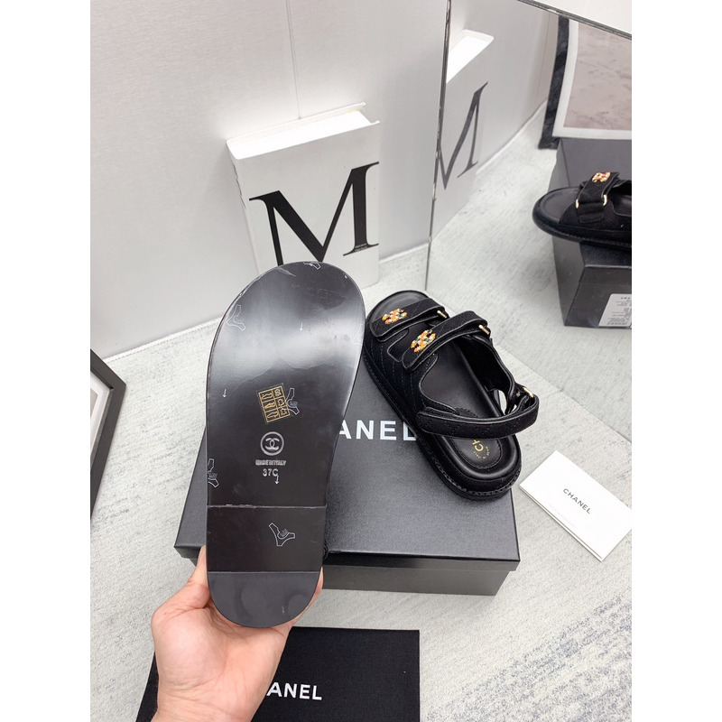 Ch*el velvet sandal black