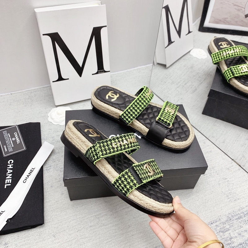 Ch*el flat sandals green