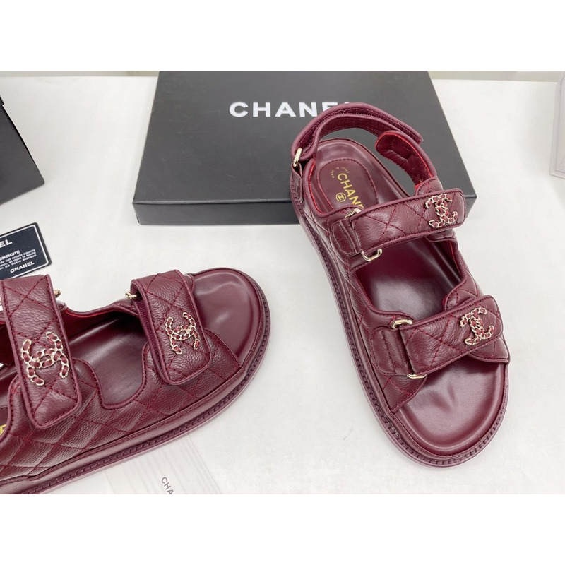 Ch*el dad sandals leather mulberry