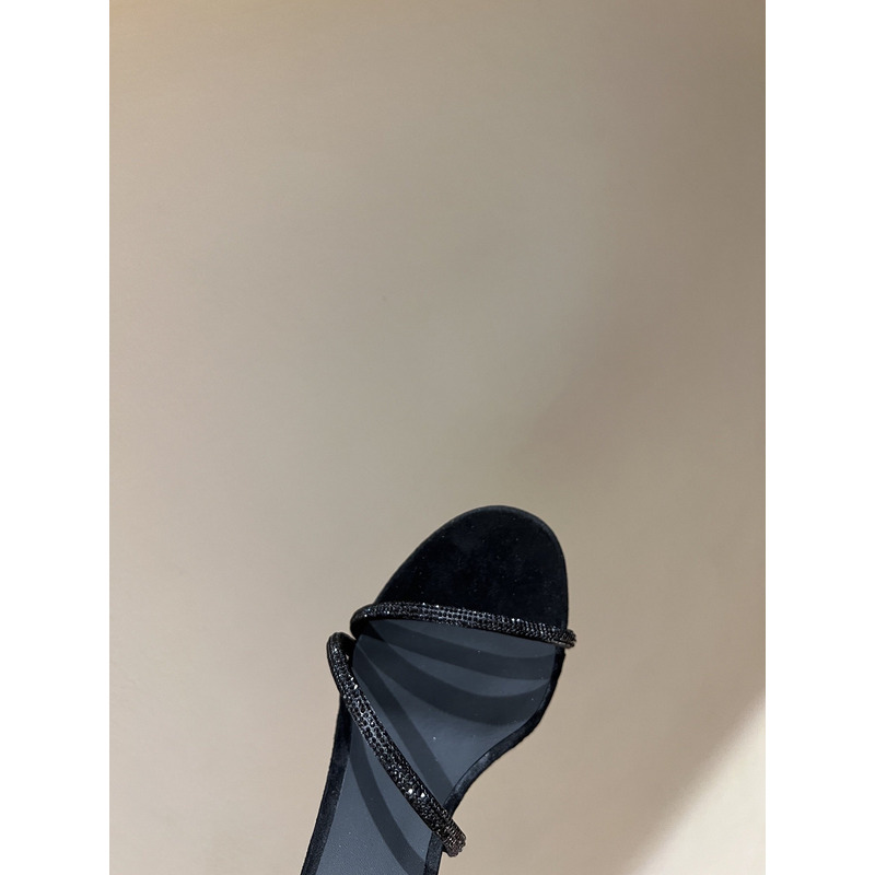 Rene Caovilla Margot Embellished Suede Heels Black
