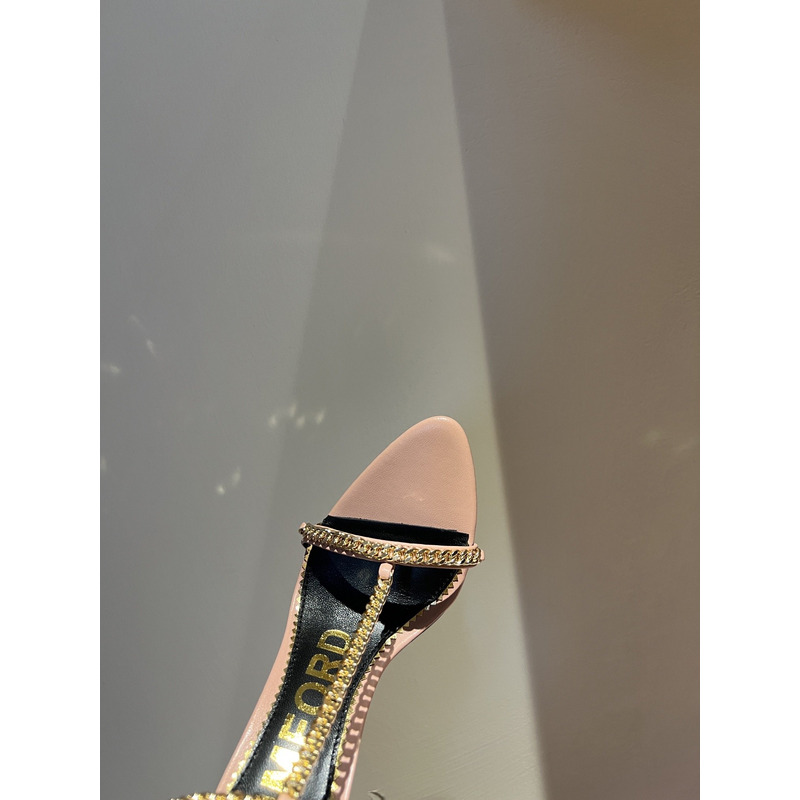 Tom Ford Padlock Shiny Leather Heels Flesh