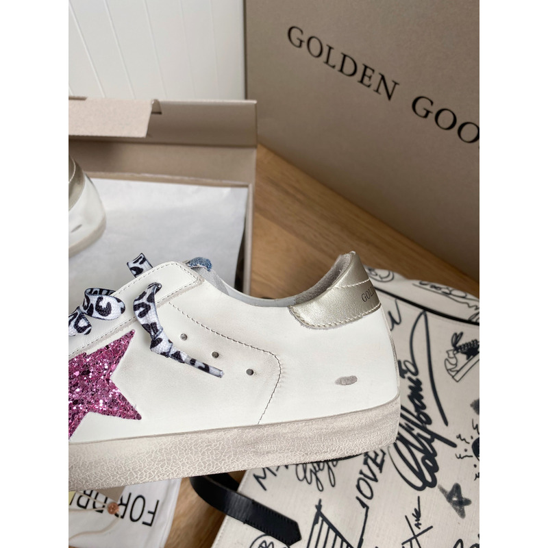 golden goose S*per-star sneakers with glitter and gold heel tab
