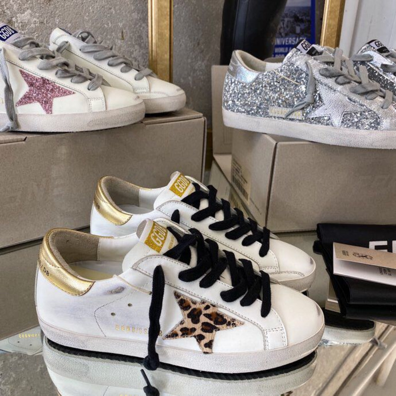 golden goose S*per-star sneakers with leopard print and golden heel tab