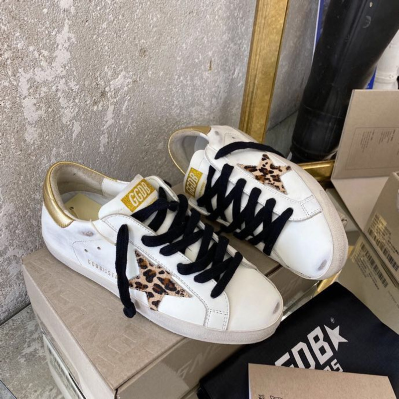 golden goose S*per-star sneakers with leopard print and golden heel tab