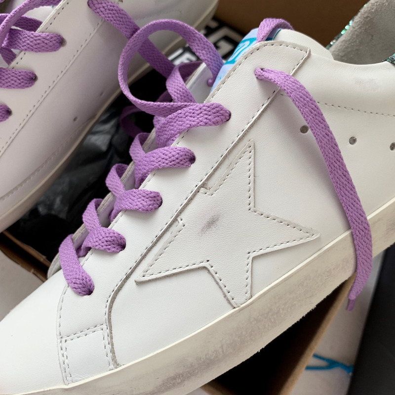 golden goose S*per-star sneakers with star and green glitter heel tab