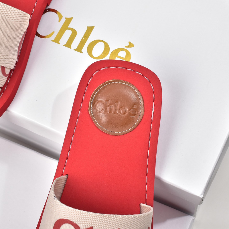 Chloe Woody Canvas Slides Red
