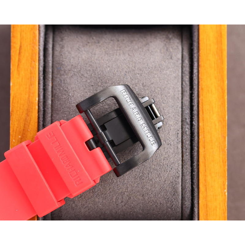 Richard Mille RM35 Men Mechanical Rubber Band Watch Red Strap&Red Case