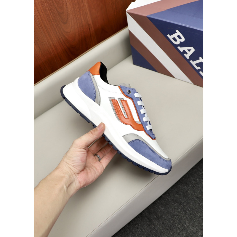 Bally Demmy Leather Sneaker in White,Orange & Blue