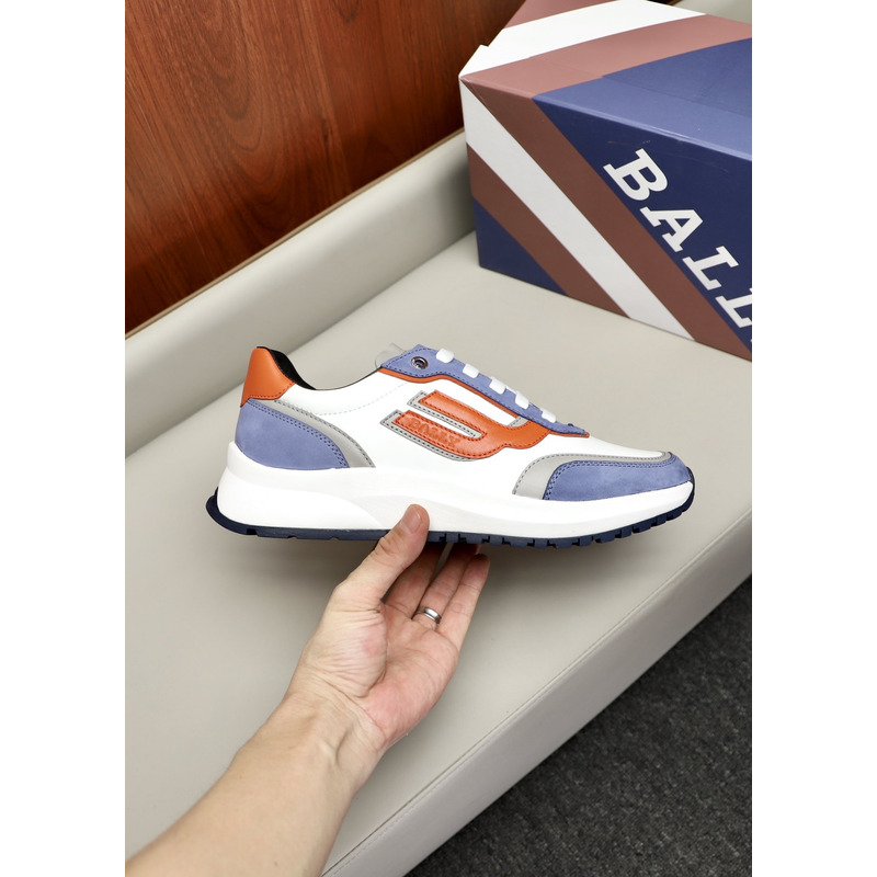 Bally Demmy Leather Sneaker in White,Orange & Blue