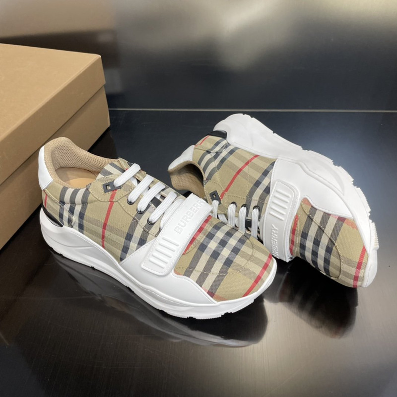 B**rry beige check regis sneakers