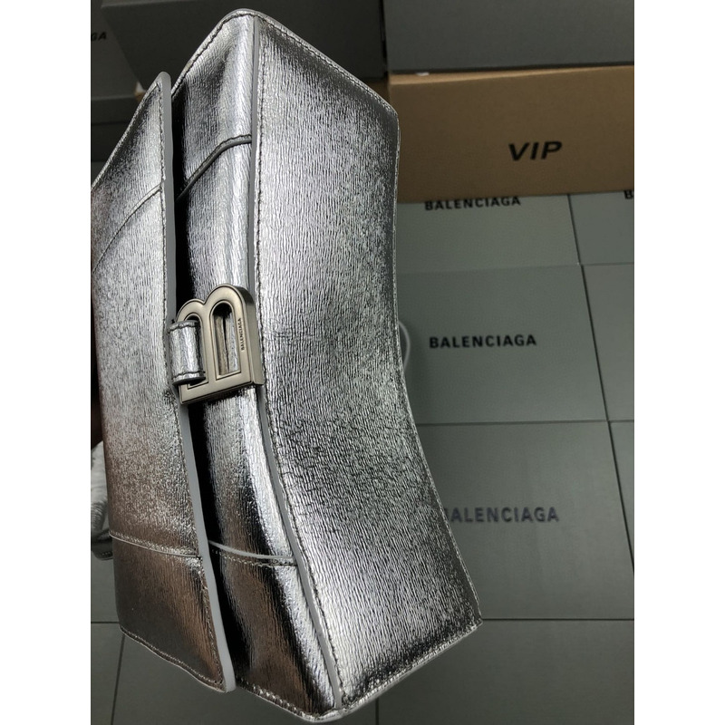 Ba*len*cia*ga small hourglass bag water ripple silver