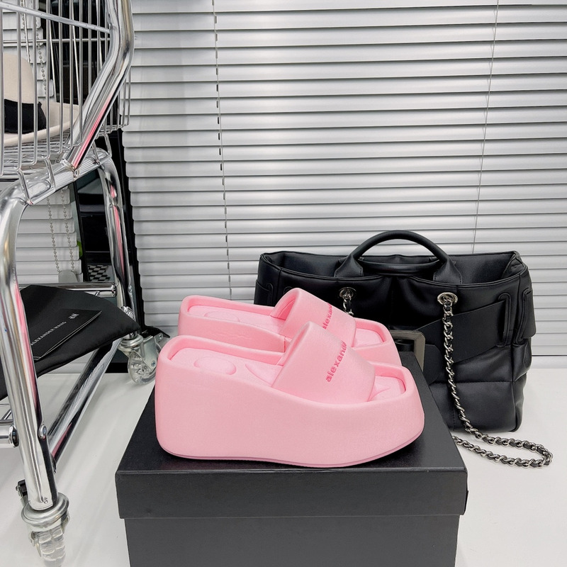 Alexander Wang Taji Platform Slide Sandal in Lycra Neon Bubblegum