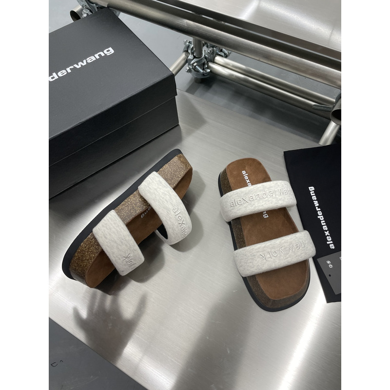 Alexander Wang Ronan Logo-embroidered Cotton-jersey Sandals Light Grey