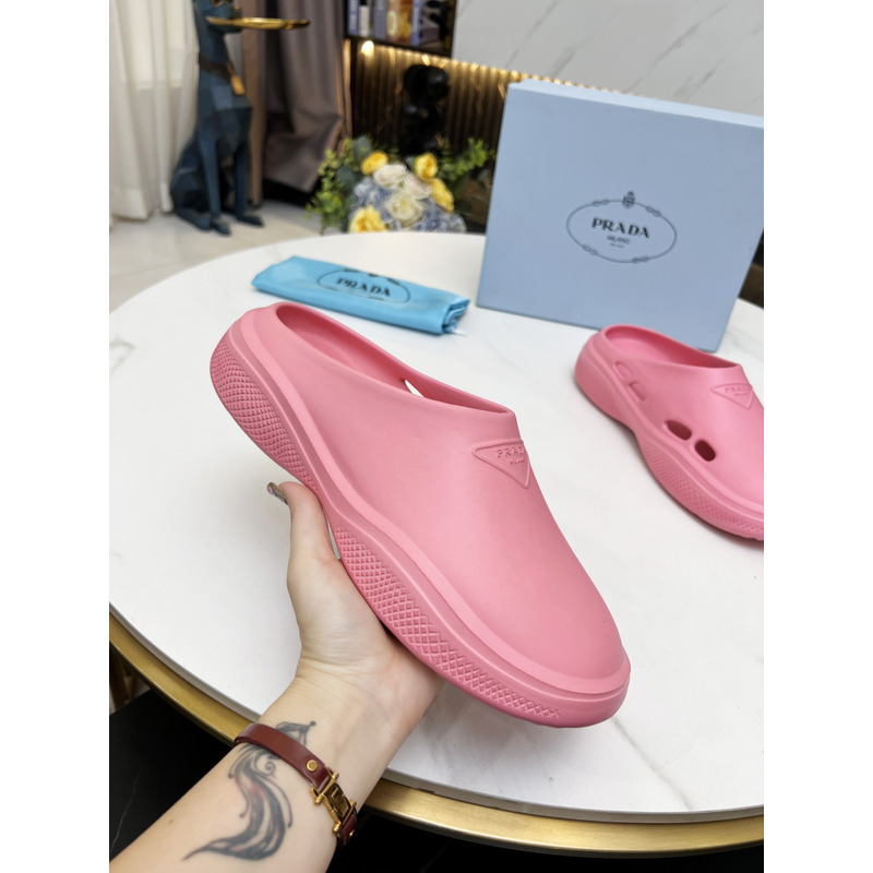 Pra*a foam rubber mules slides pink