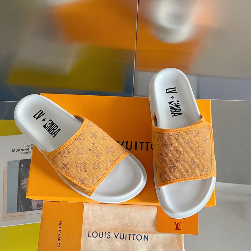 l**is V*t*n x nba monogram mules light orange/white