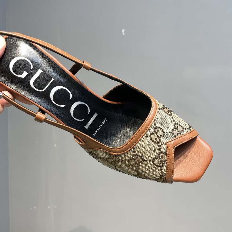 G*u*i gg-embellished slingback pumps brown