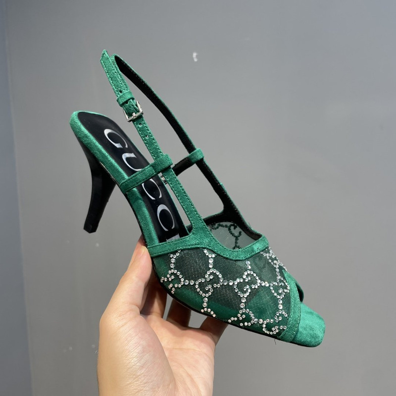G*u*i gg-embellished slingback pumps green