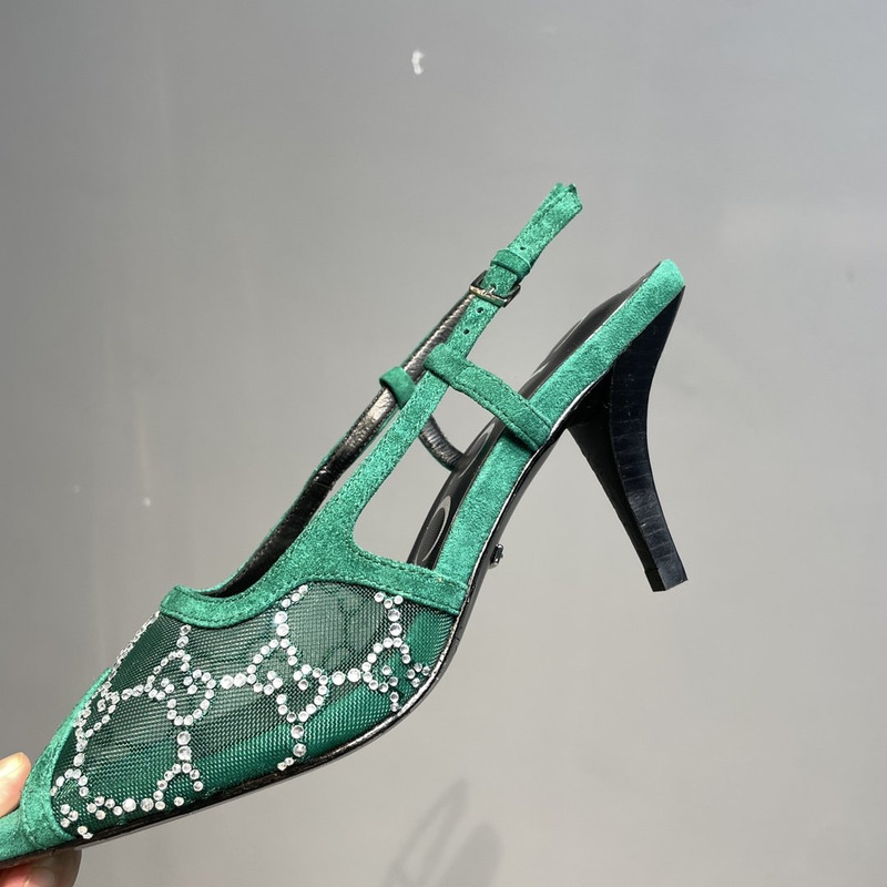 G*u*i gg-embellished slingback pumps green
