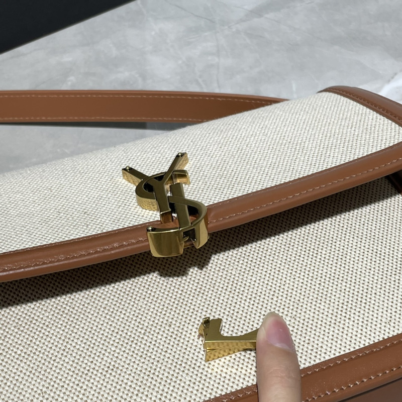 Saint Laurent M Solferino logo Shoulder Bag Brown