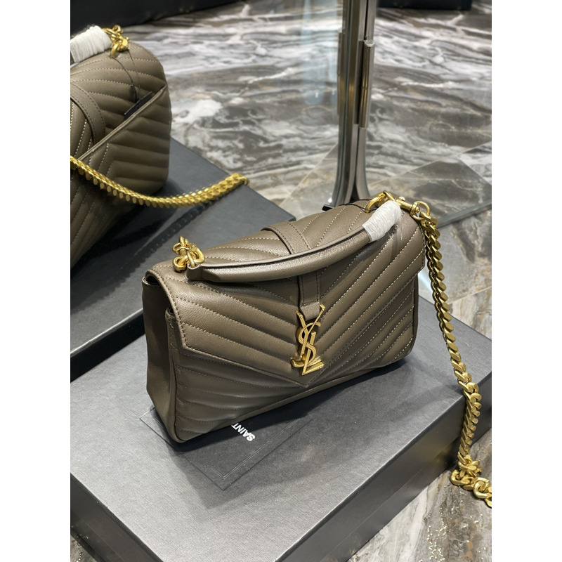 Saint Laurent Monogram College Frosted Shoulder Bag Grey