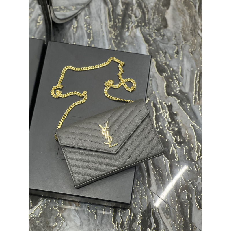 Saint Laurent Monogram Envelope Bag Grey