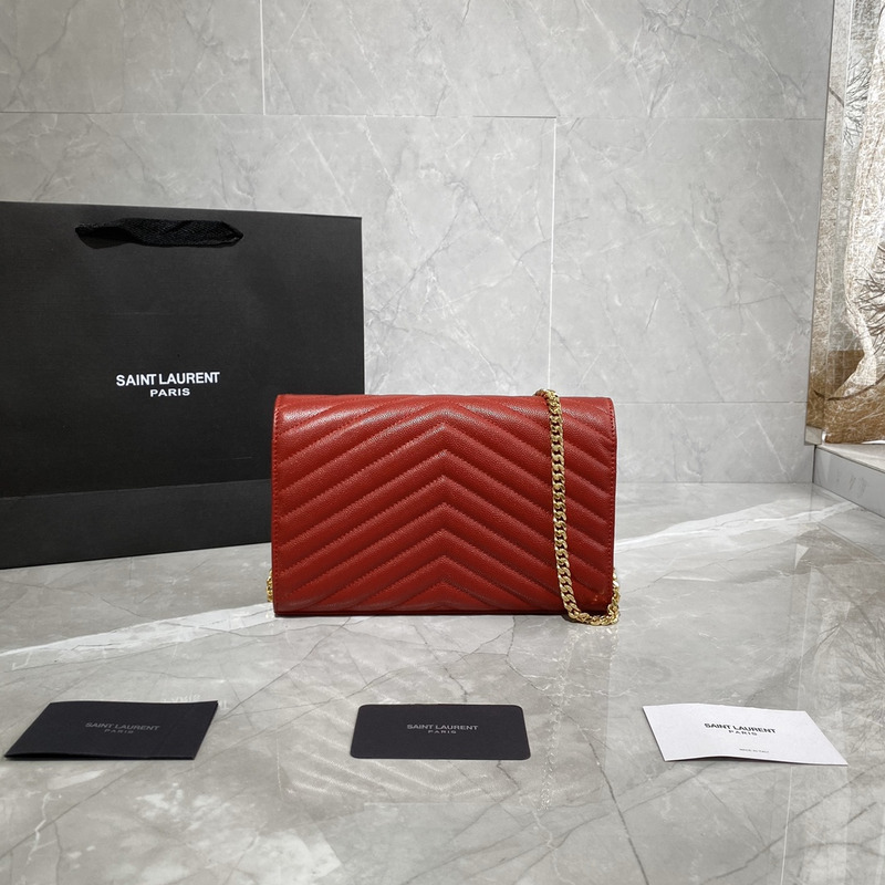 Saint Laurent Monogram Envelope Bag Red