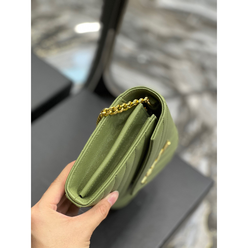 Saint Laurent Monogram Envelope Bag Green