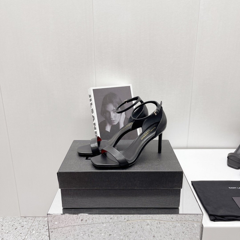 Saint Laurent Amber Leather Sandals Black