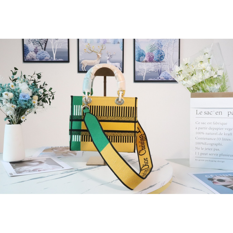D*or lady d-lite handbag yellow and green