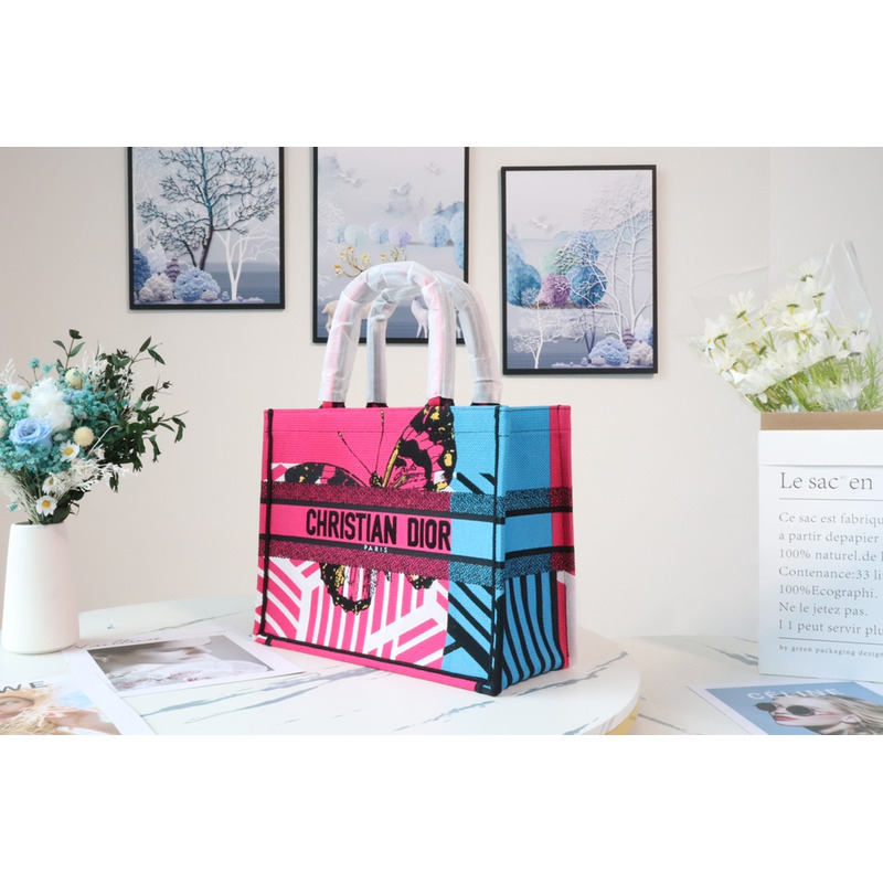 D*or butterfly book tote pink and blue