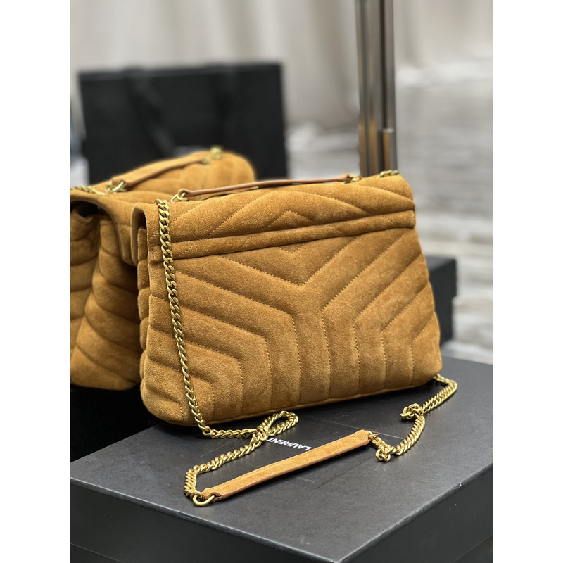 Saint Laurent Loulou Toy Suede Shoulder Bag Brown
