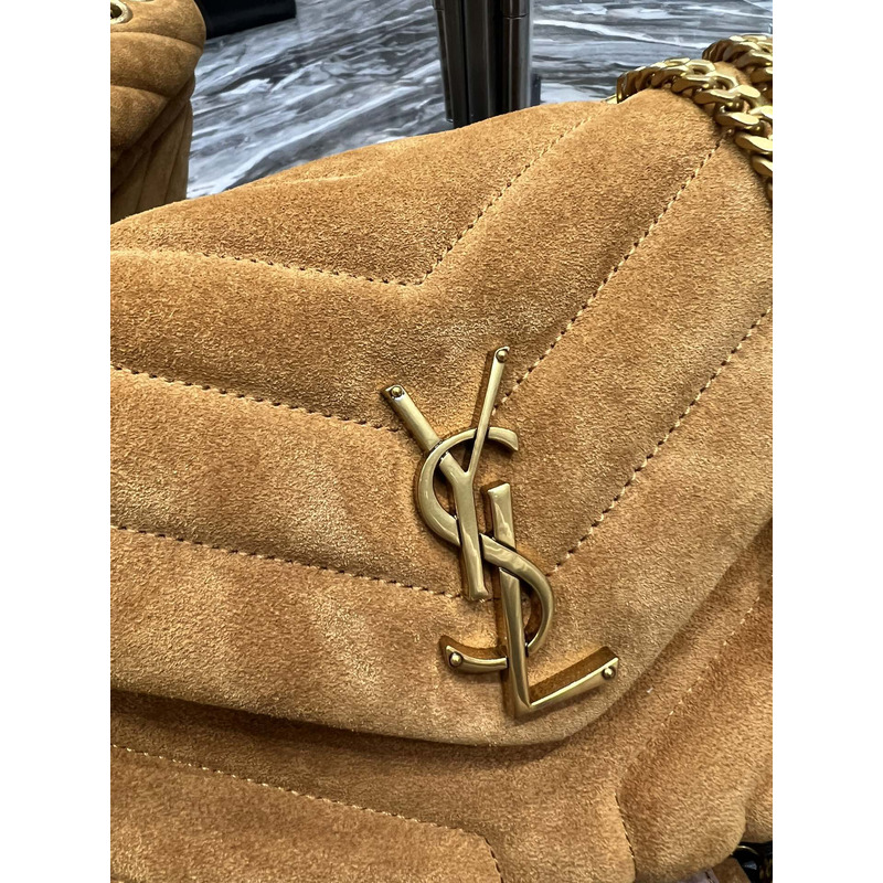 Saint Laurent Loulou Toy Suede Shoulder Bag Brown