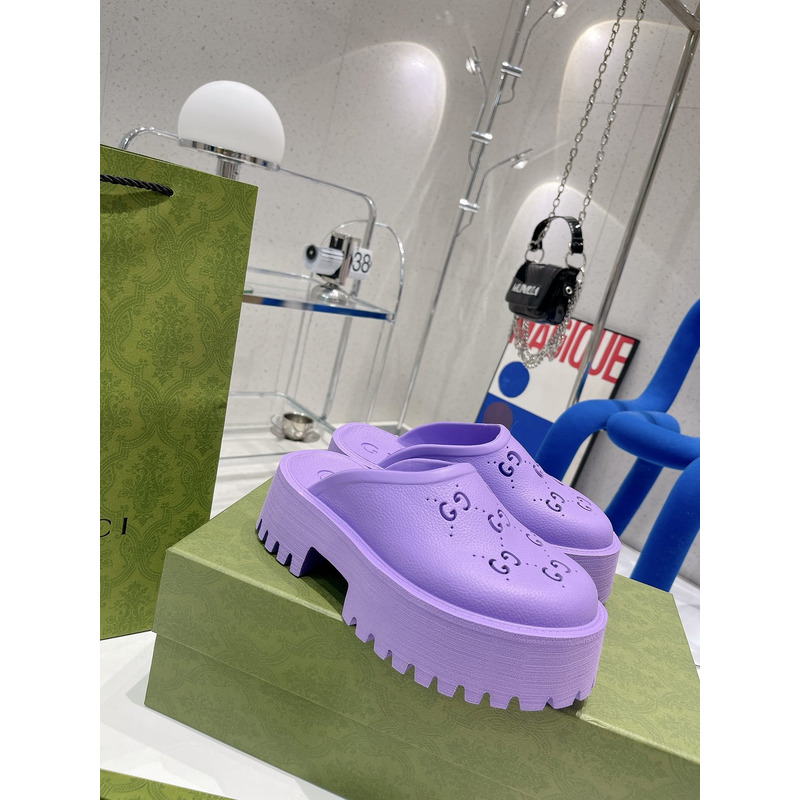 G*u*i gg flat rubber slippers purple