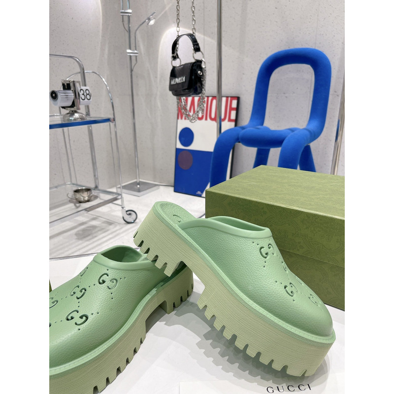 G*u*i gg flat rubber slippers green