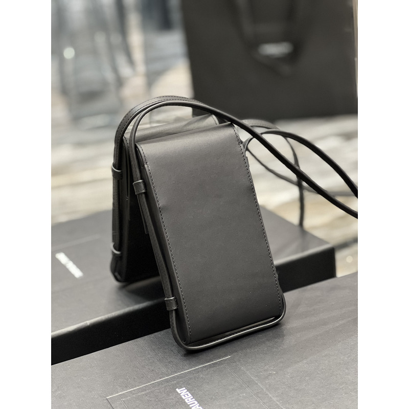 Saint Laurent Leather Phone Bag 17*15*7cm Black