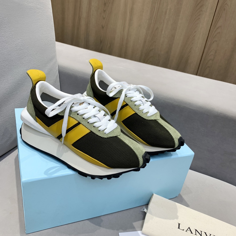 LANVIN Bumper Yellow Striped Sneakers on Black
