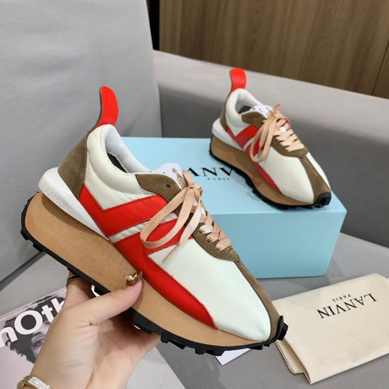 LANVIN Bumper Red Striped Sneakers on White