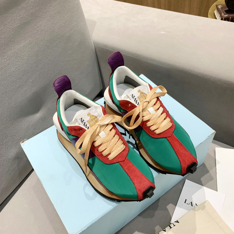 LANVIN Bumper Red Striped Sneakers on Green