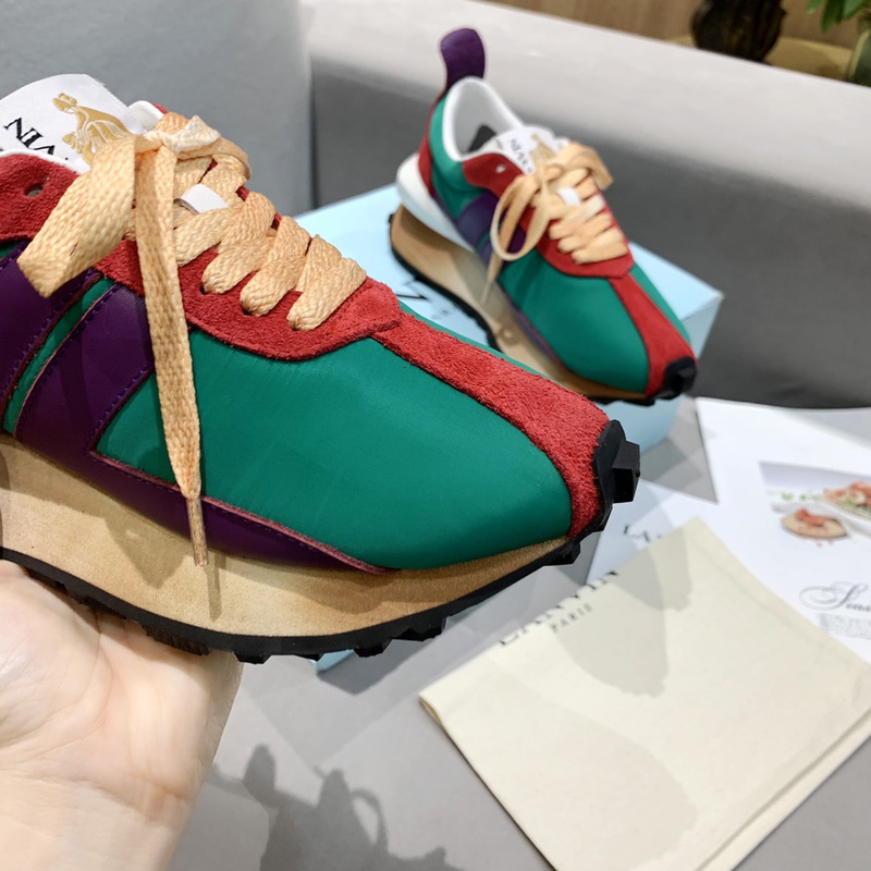 LANVIN Bumper Red Striped Sneakers on Green